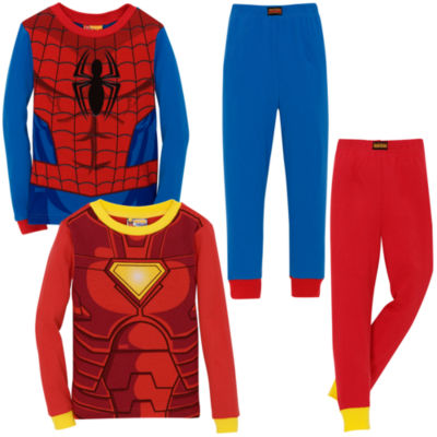 Iron Man and Spider-Man Costume PJ Sets for Boys -- 2 Pack
