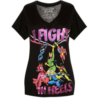 ''I Fight in Heels'' Marvel Heroines Tee for Women by Mighty Fine
