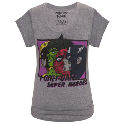 ''I Only Date Super Heroes'' Marvel Universe Tee for Women by Mighty Fine